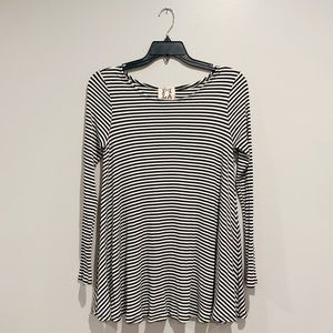 PPLA Anthro Long Sleeve Black and White Striped casual boho Top | Size Small